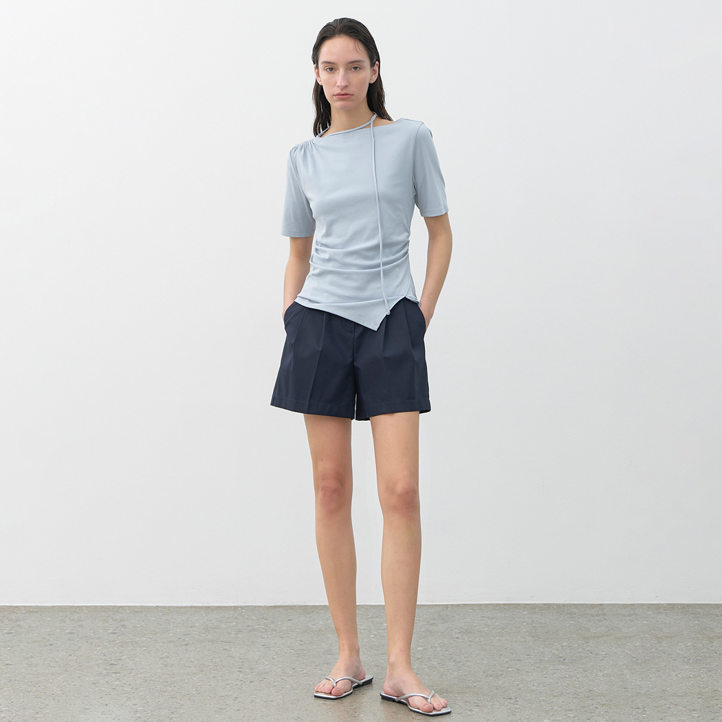 （Z-PT-5406）ESSENTIAL COTTON TUCK HALF PANTS S