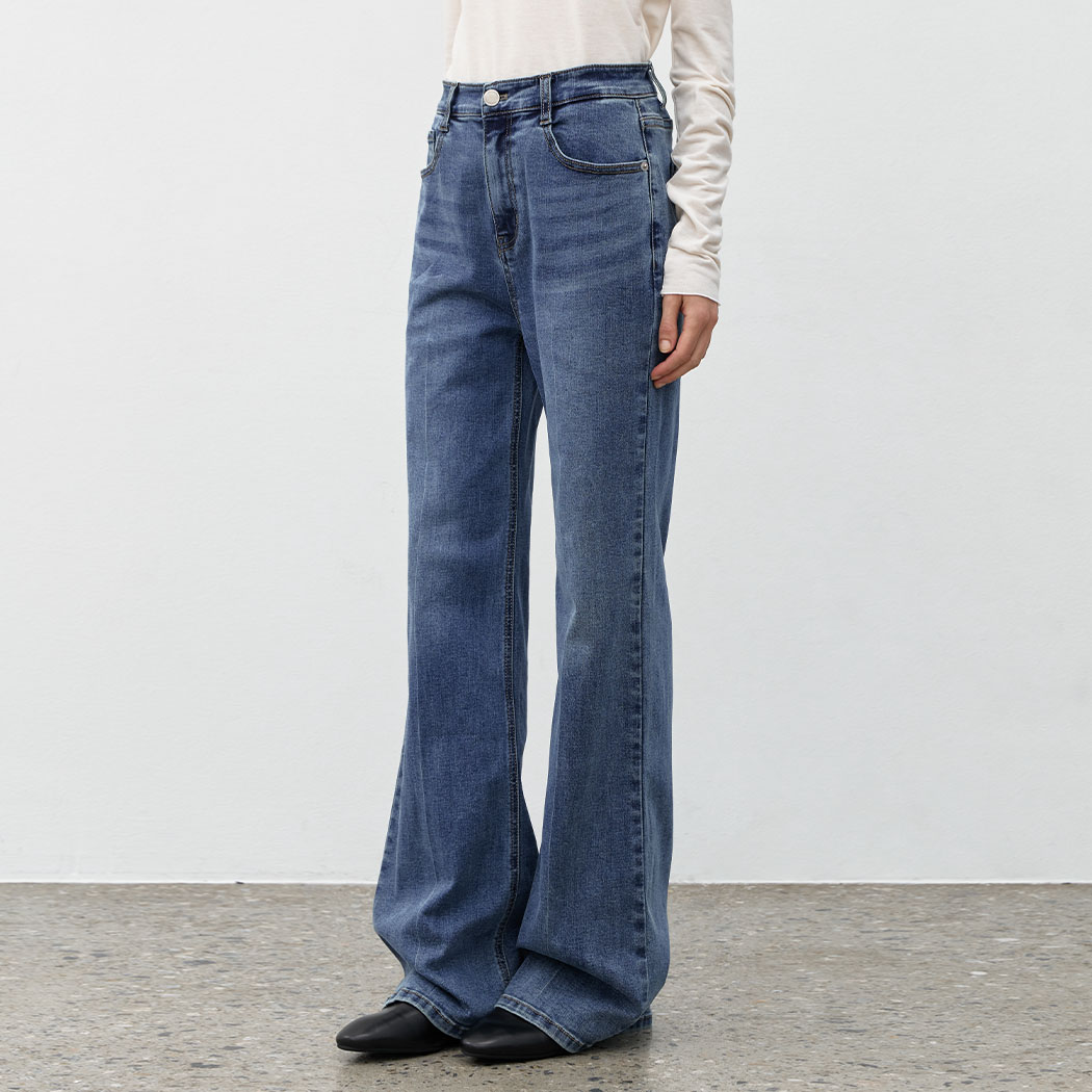（X-PT-5483）SLIM LINE SEMI BOOTCUT DENIM PANTS