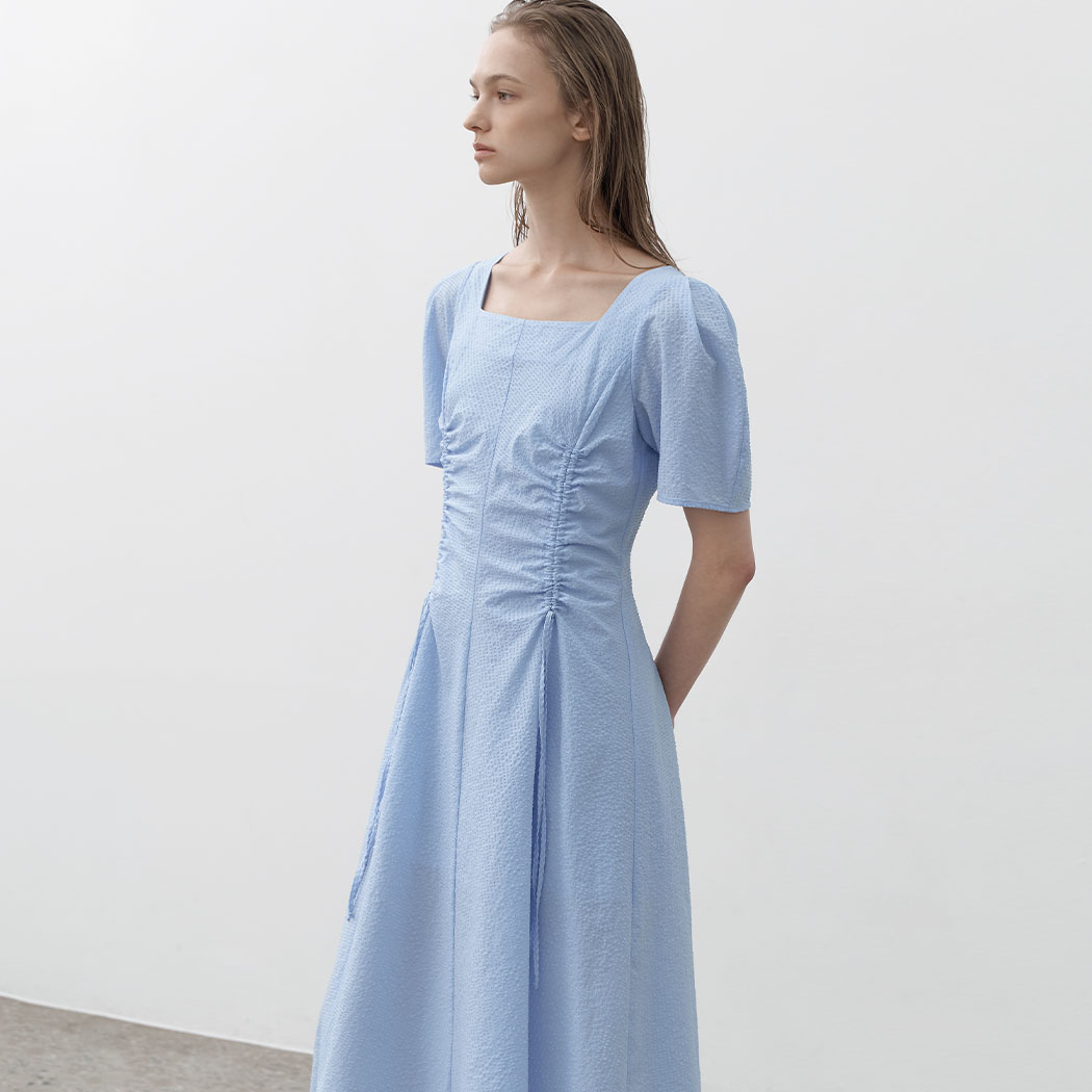 （OP-6273）SQUARE NECK PUFF LONG DRESS