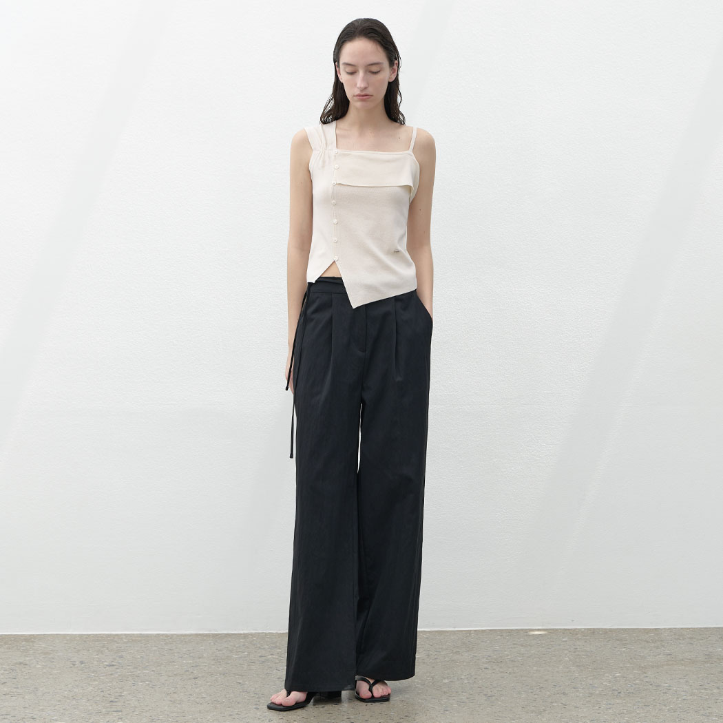 （PT-5642）WAIST DOUBLE STRAP TUCK PANTS