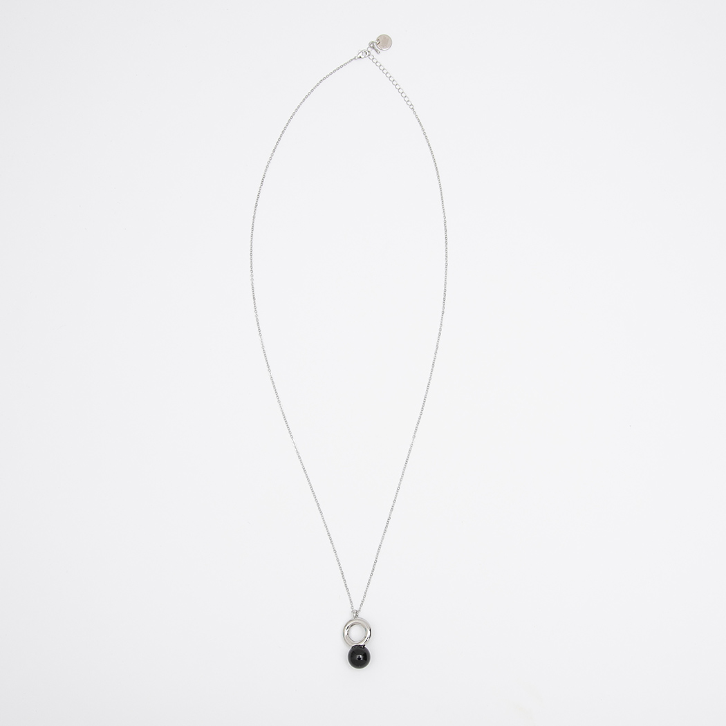 （N-874）BLACK RING PENDANT NECKLACE