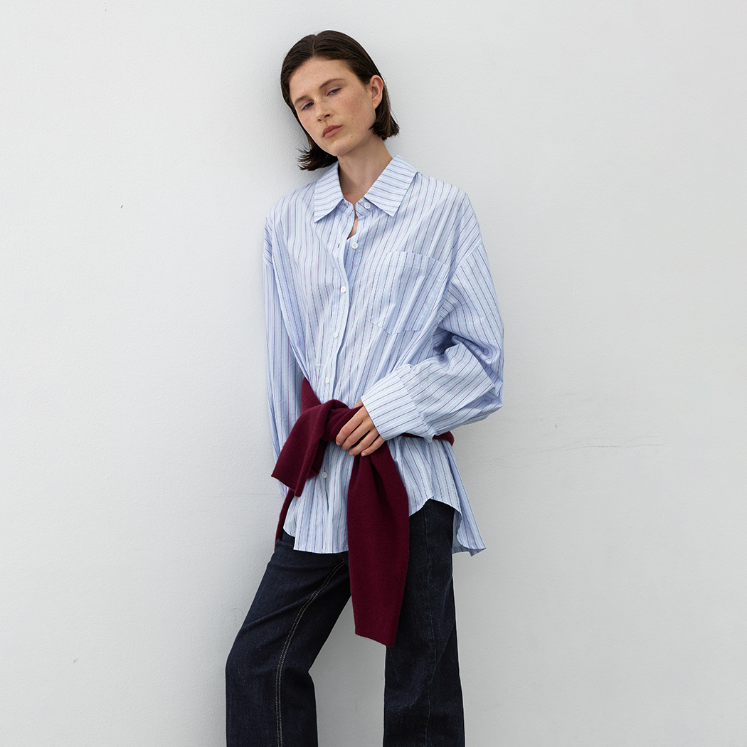 （BL-4367）ESSENTIAL COTTON STRIPE RELAXED SHIRT