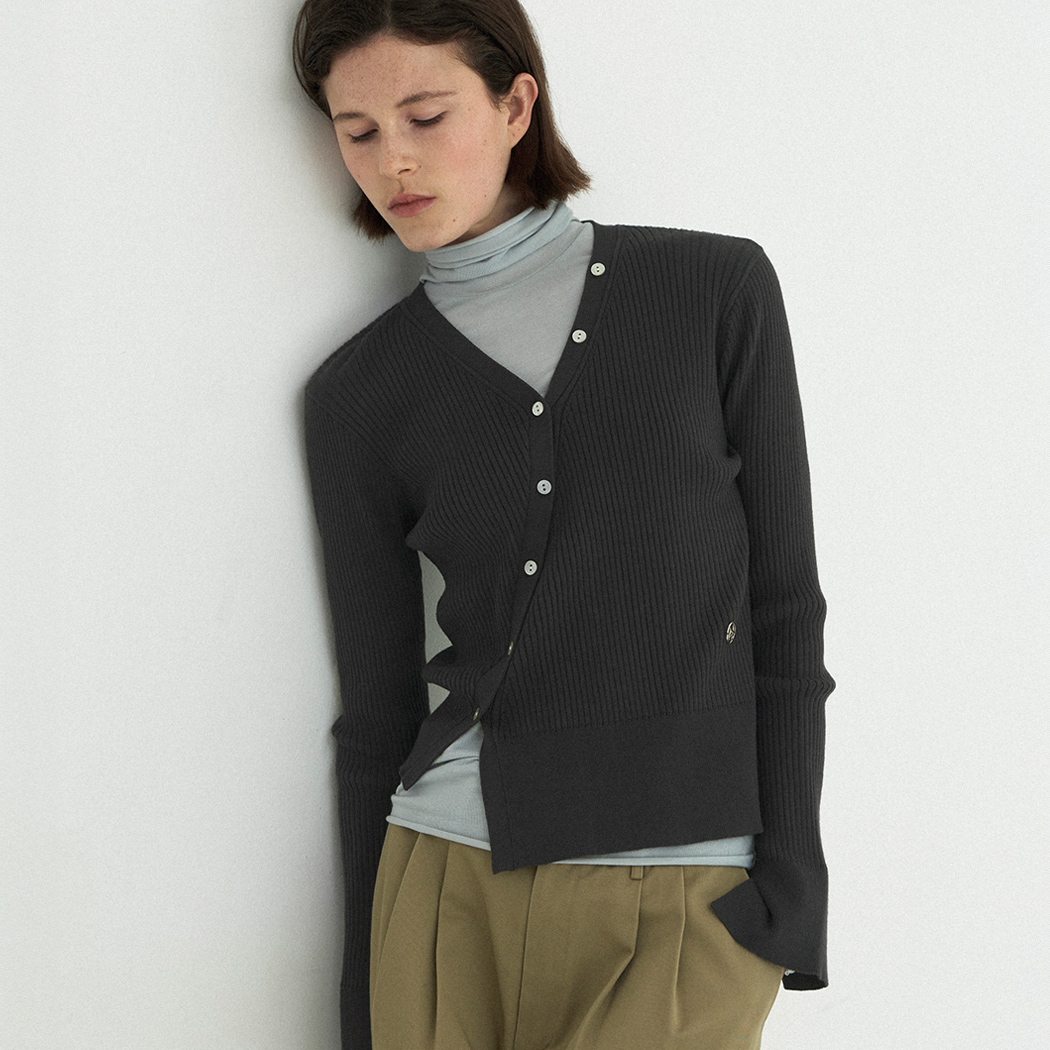 （Z-CD-2130）UNBAL SLIM KNIT CARDIGAN