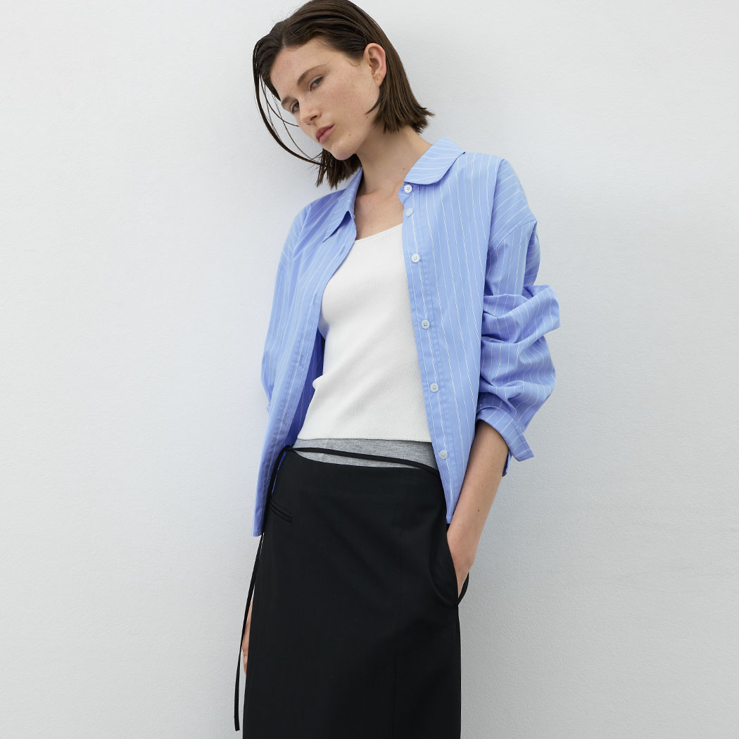 （BL-4354）ESSENTIAL STRIPE CROP SHIRT