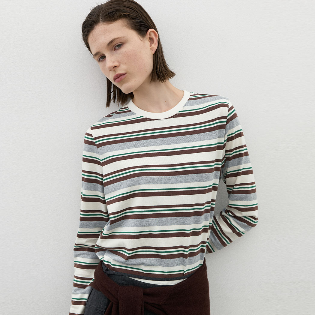 （T-7128）AVERY STRIPE SLIM TEE