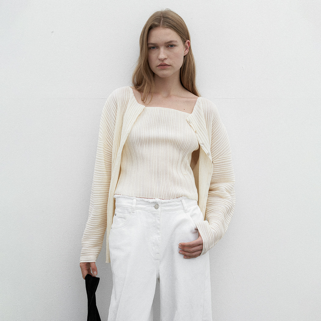 （T-7130）ACCORD PLEATS CAMISOLE KNIT