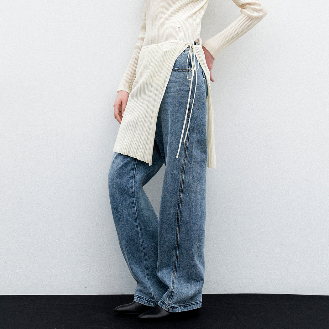 （SK-5057）ACCORD PLEATS LAYERED WRAP KNIT SKIRT