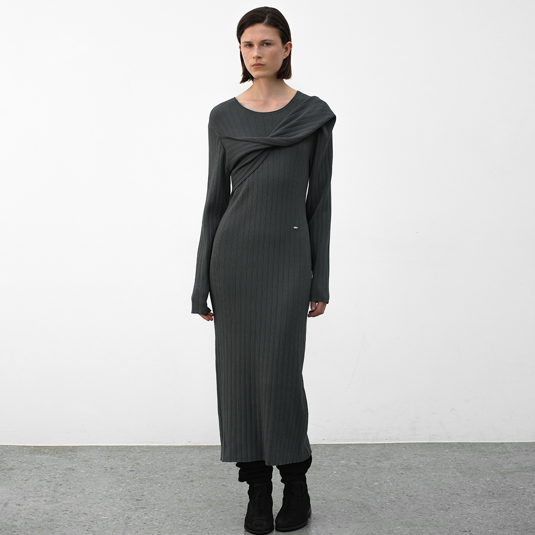 （OP-6297）COLARE TWIST KNIT DRESS