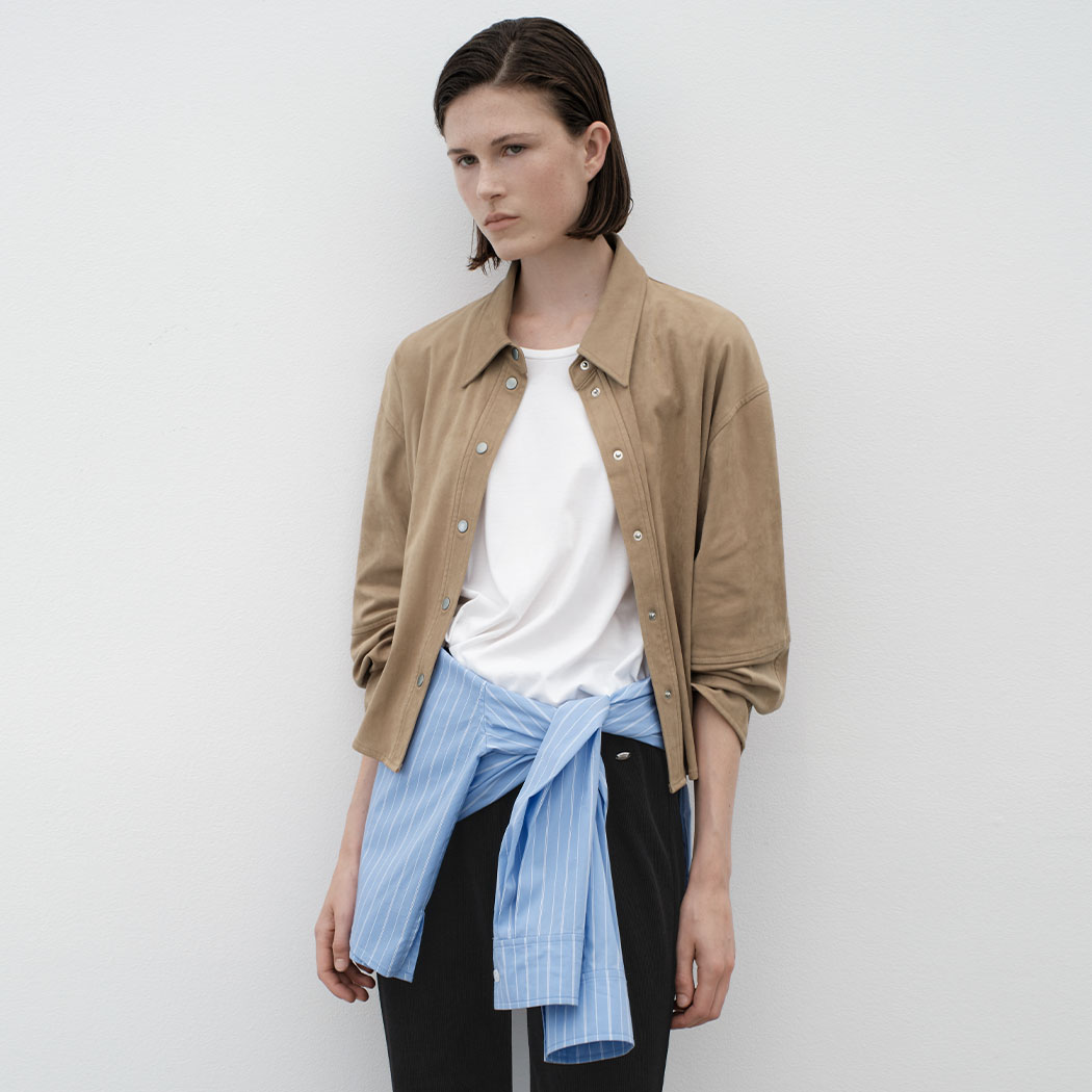 （BL-4351）NOVA SEMI CROP SUEDE SHIRT
