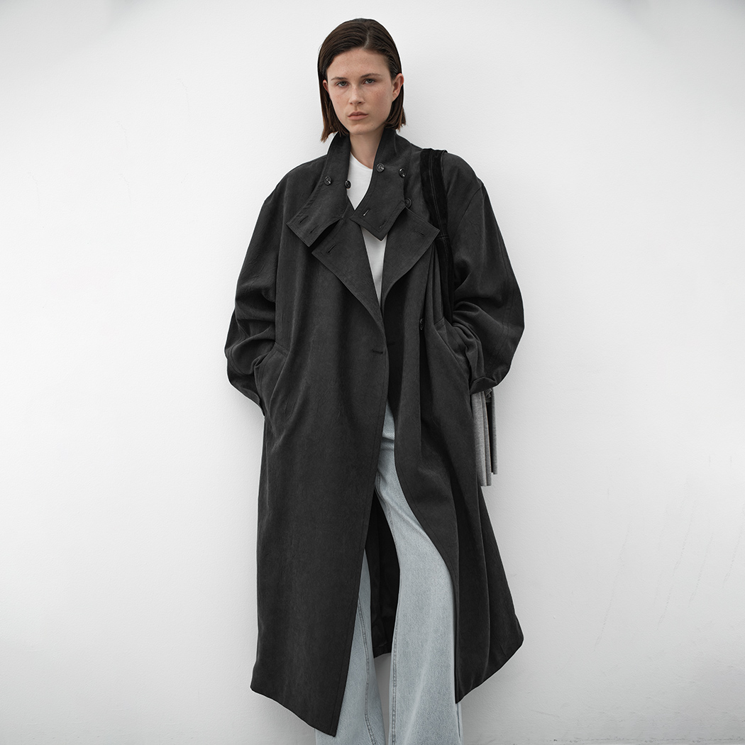 （CT-1466）PEACH SHOULDER PAD TRENCH COAT