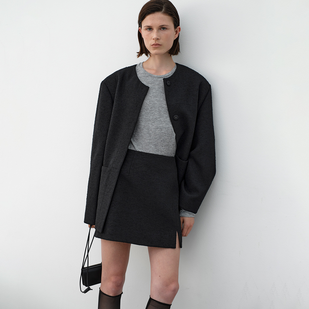 （SK-5049）SLIT TWEED SET-UP MINI SKIRT