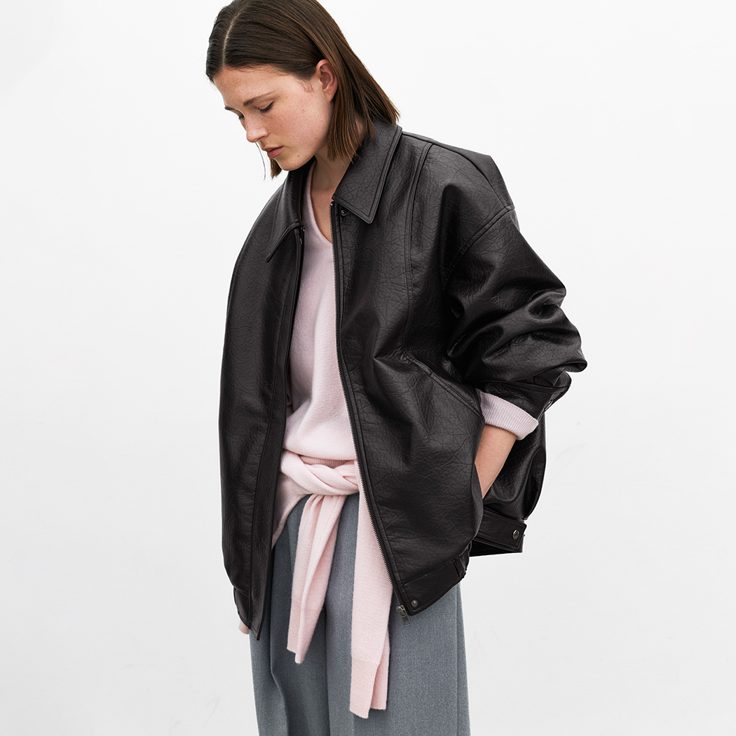 （JP-588）OVERFIT LEATHER SNAP BUTTON BLOUSON