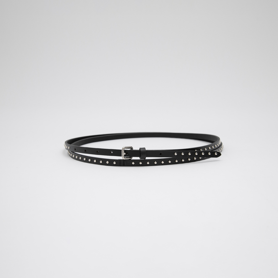 （BT-0027）LAYERED STUD REAL LEATHER BELT