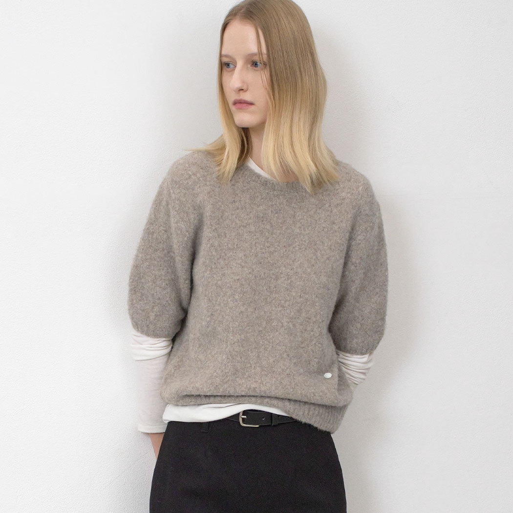 （T-7152）RACOON LIKE HALF SLEEVE KNIT
