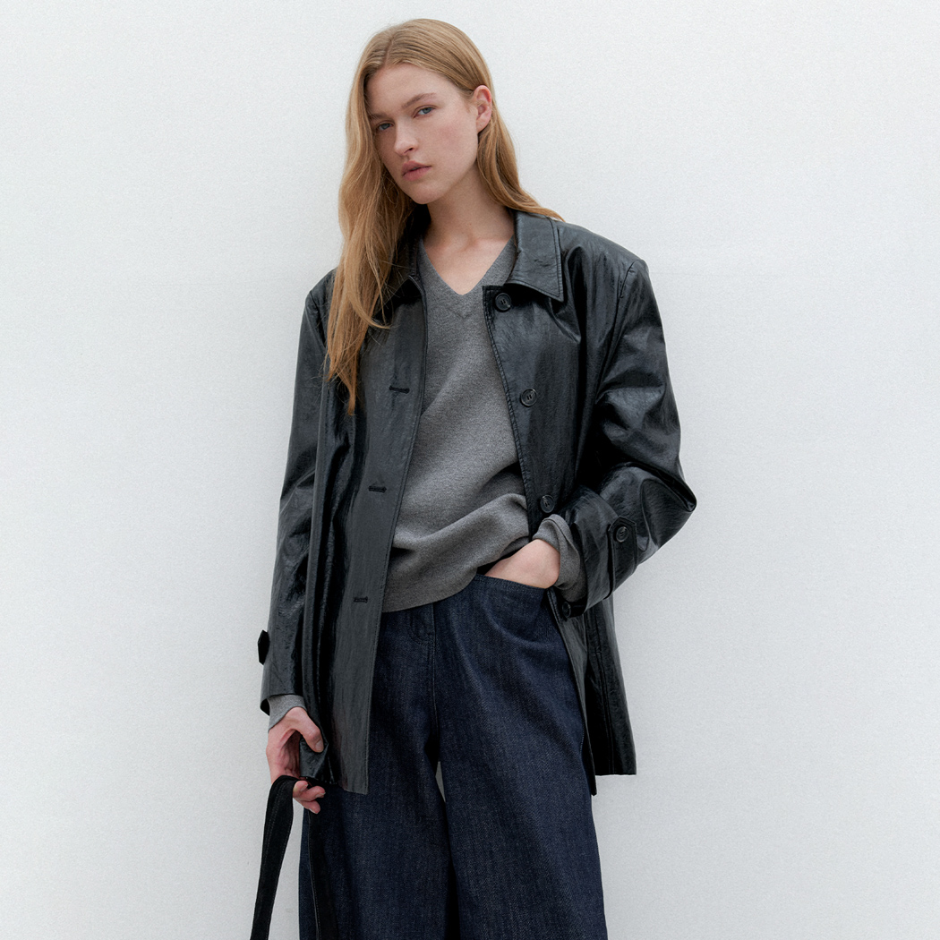 （JK-3047）LEATHER SINGLE HALF JACKET