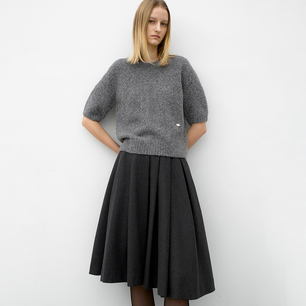 （T-7152）RACOON LIKE HALF SLEEVE KNIT
