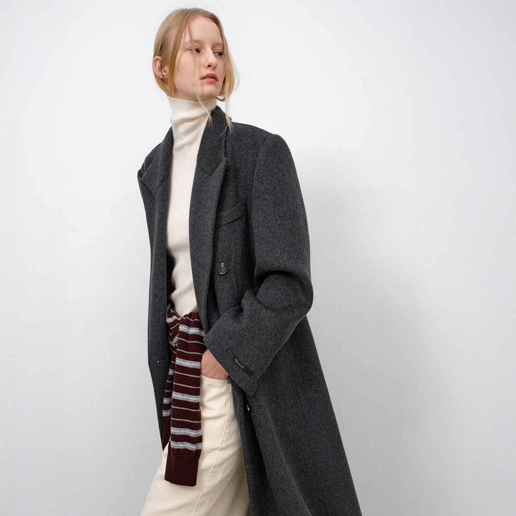 （CT-1457）CASHMERE OVERFIT HANDMADE DOUBLE COAT