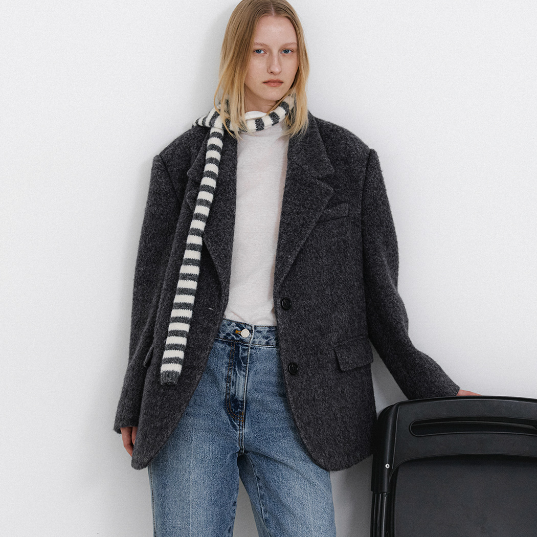 （JK-3053）HAIRY WOOL OVERSIZED JACKET