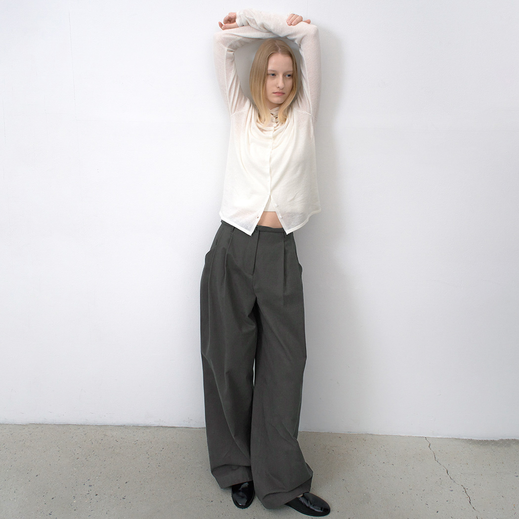 （PT-5722）BELTED TWO TUCK WIDE PANTS S