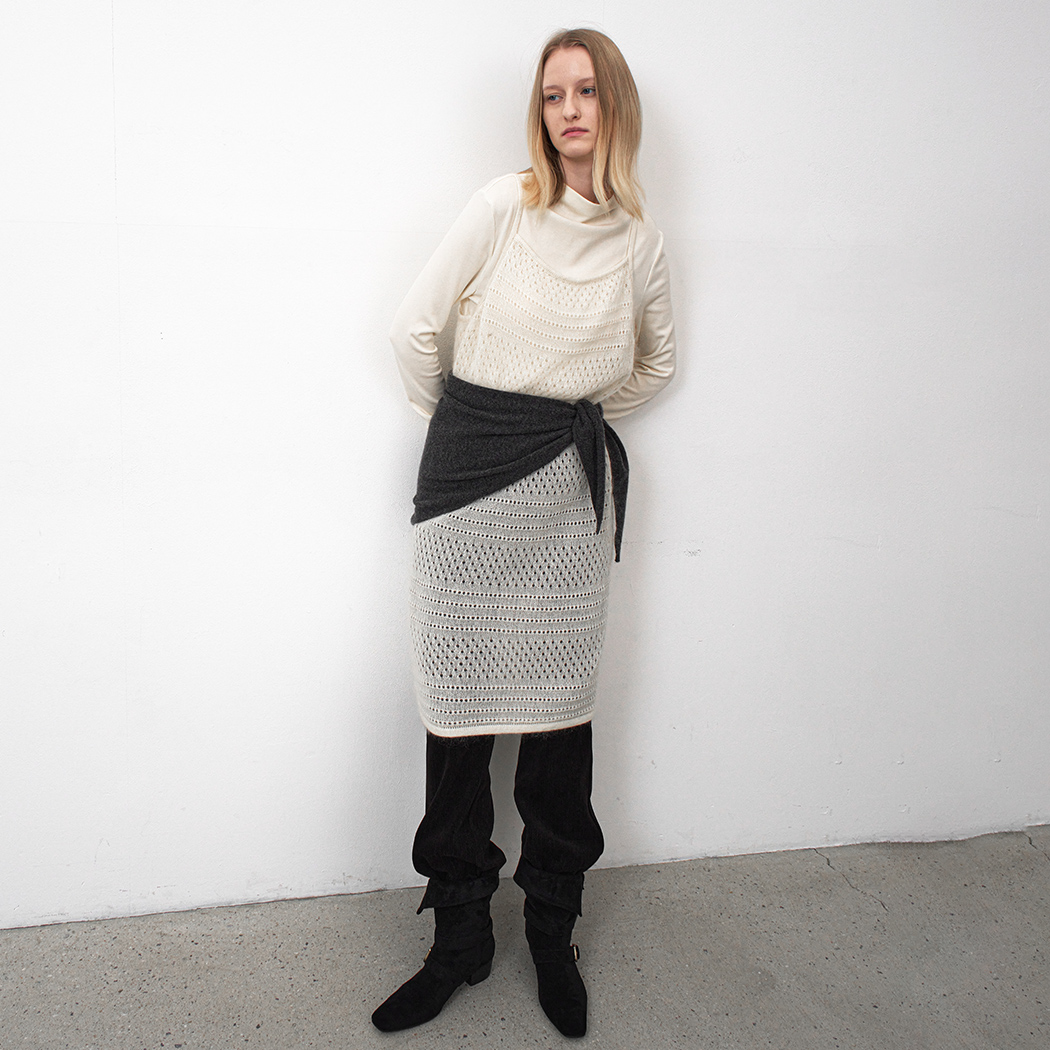 （OP-6308）SOFT MOHAIR SKASHI KNIT DRESS