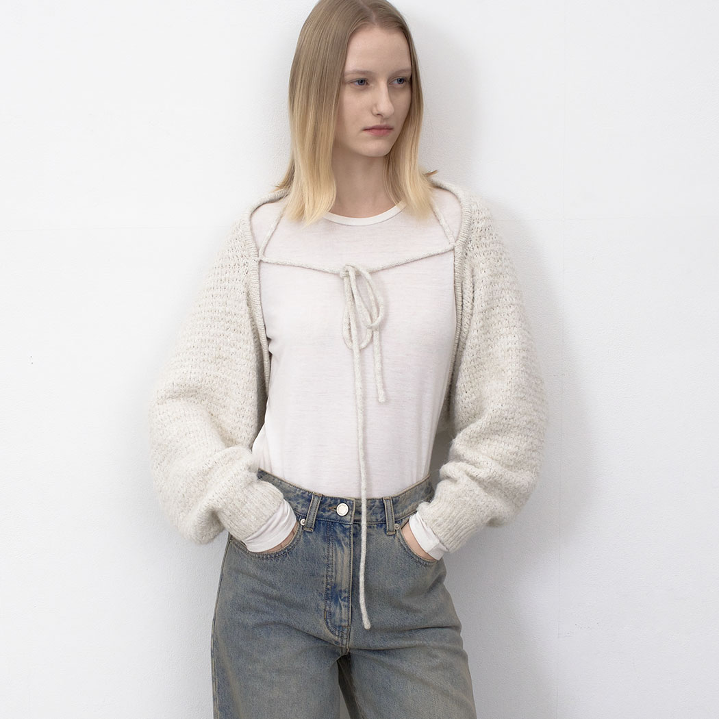 （CD-2239）HAIRY STRING DETAIL KNIT BOLERO