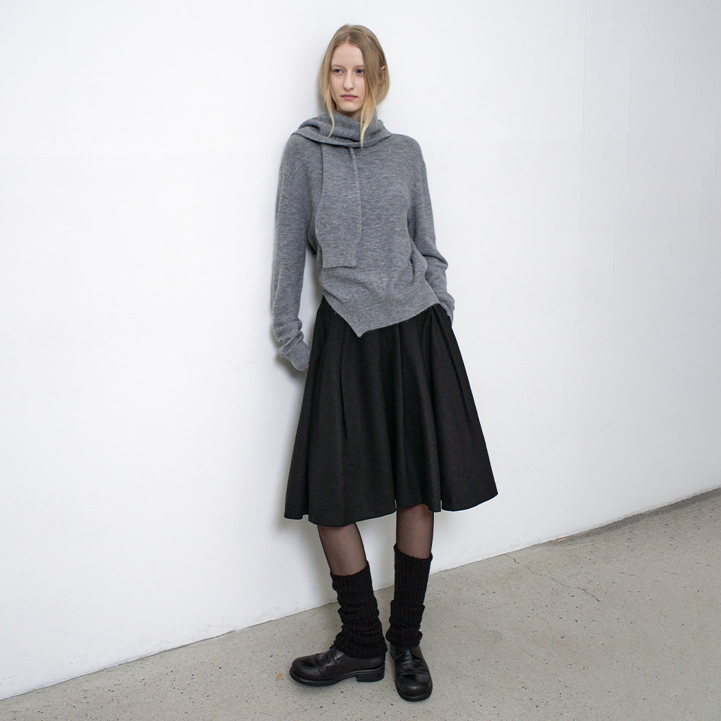 （T-7145）MUFFER SET SOFT WOOL KNIT S