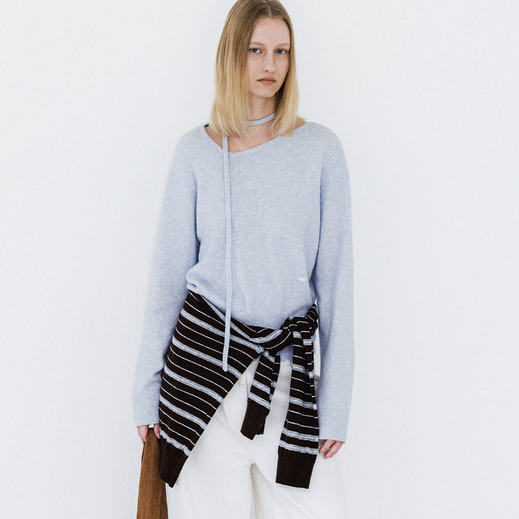 （T-7142）SIDE NECK STRAP DETAIL KNIT