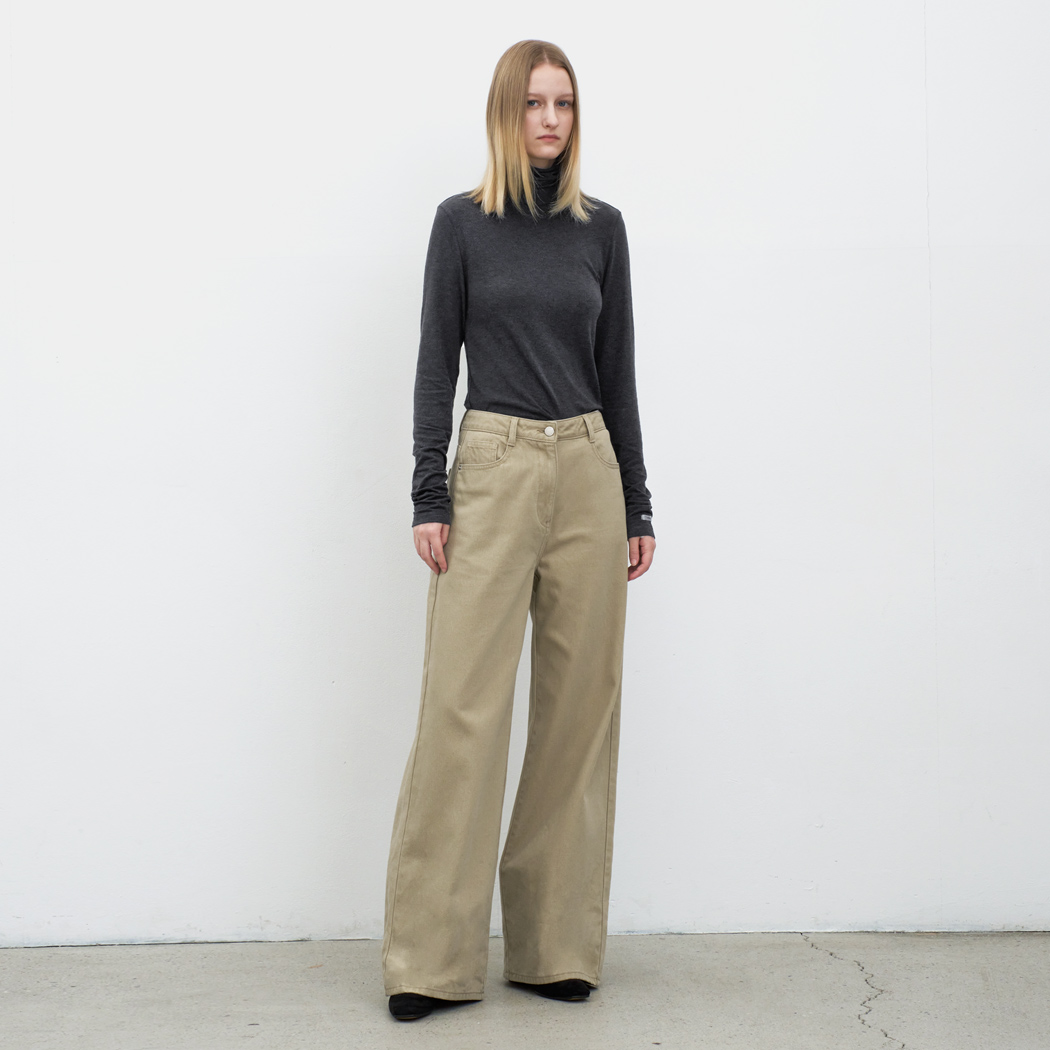 （PT-5723）WARM WIDE COLOR DENIM PANTS