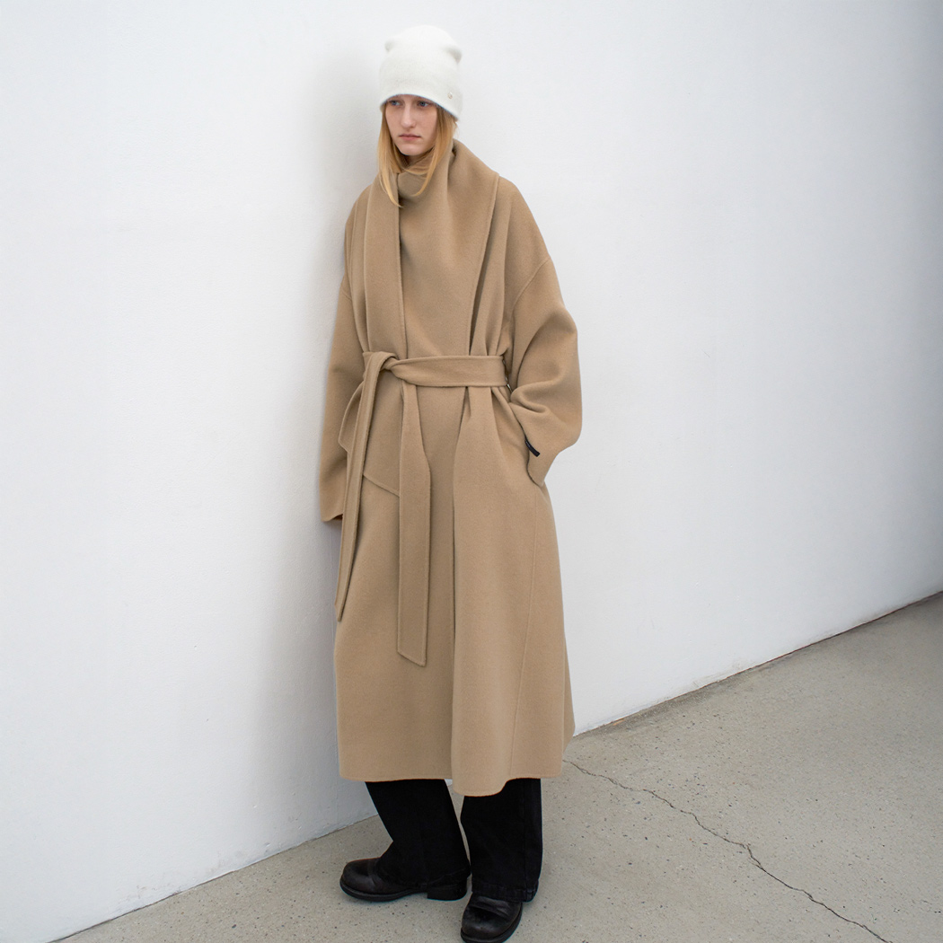 （CT-1459）DRAPE SCARF WOOL HANDMADE COAT S