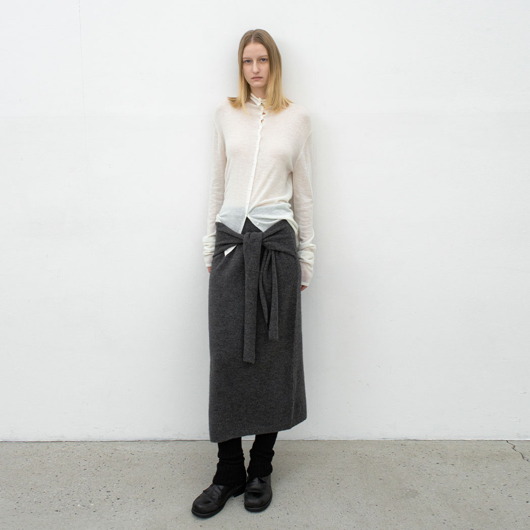 （SK-5061）WAIST RIBBON TIE LONG KNIT SKIRT