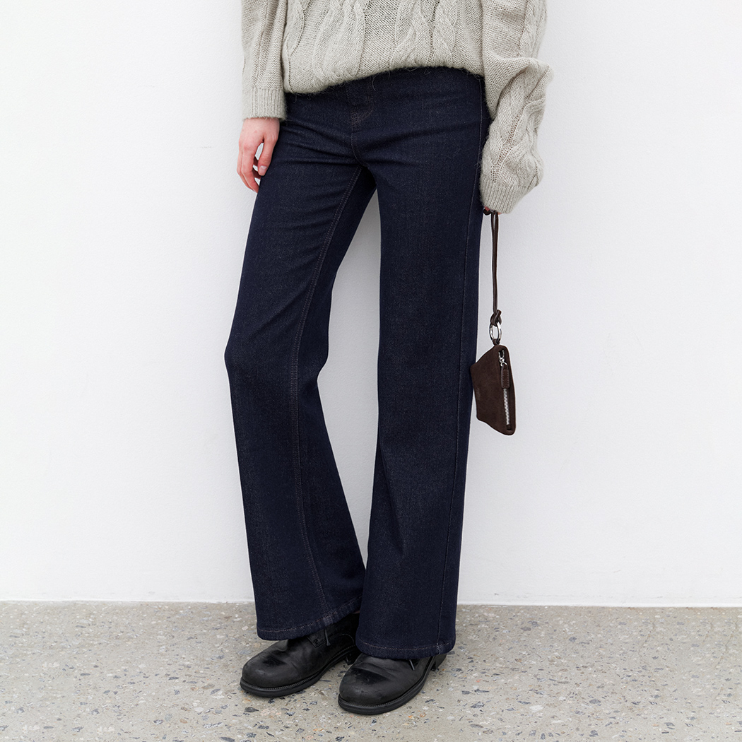 (PT-5733)CITY BOOTCUT WARM DENIM PANTS