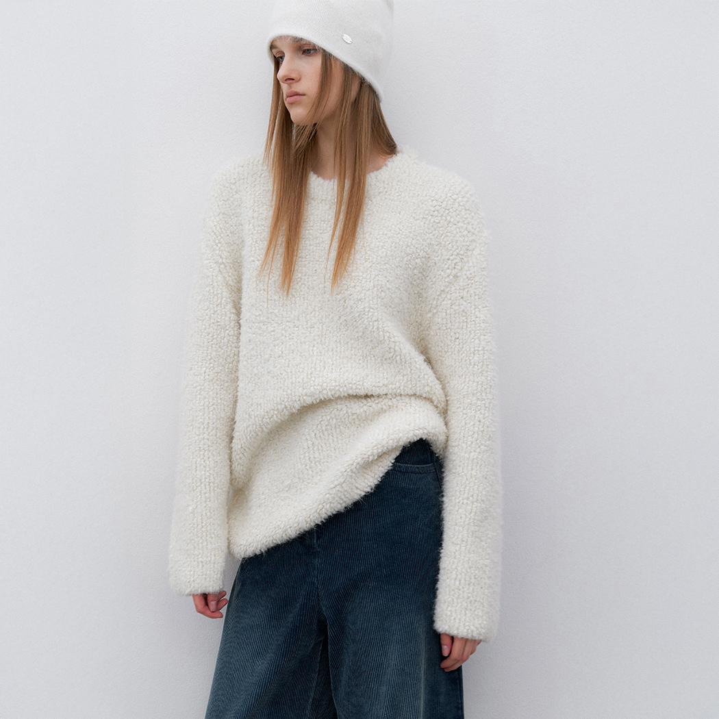 (T-7139)FURRY LOOF OVERFIT KNIT