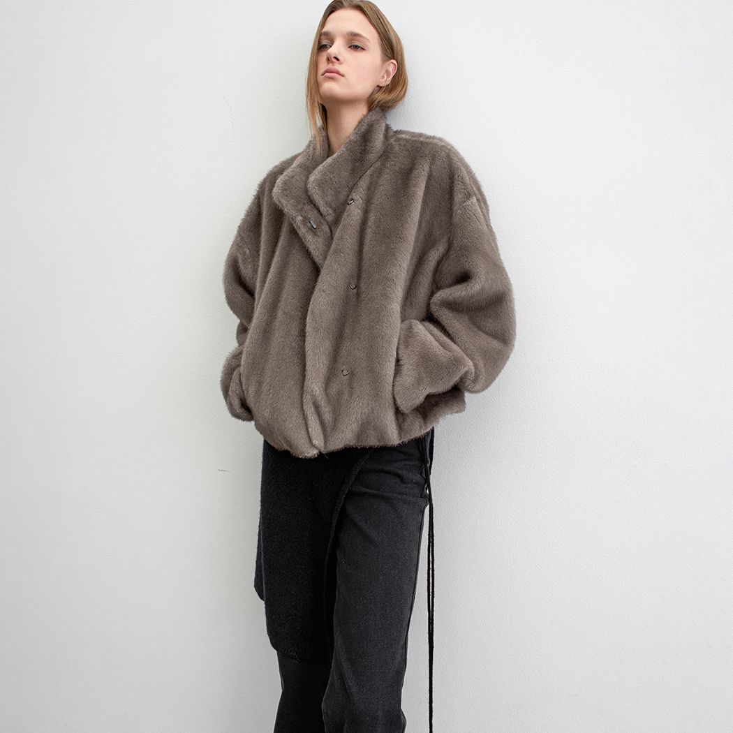 （JK-3059）COCON FIT MINK LIKE FUR SHORT JACKET