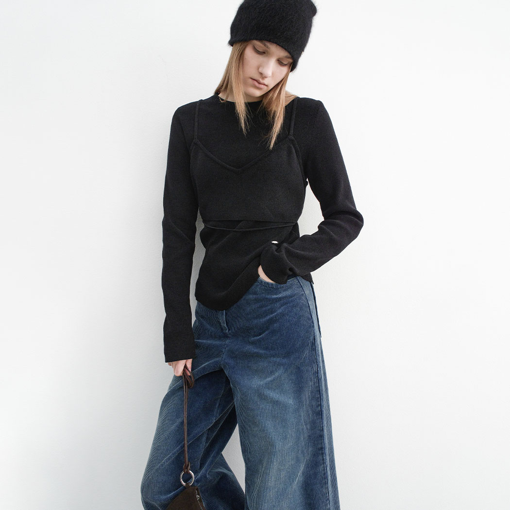 (T-7154)VELVET TEENI LAYERED BUSTIER KNIT S