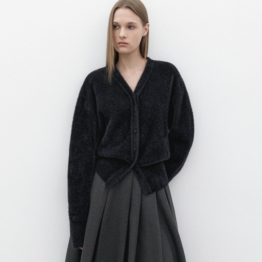 (CD-2238)FAKE ANGORA VOLUME SLEVE KNIT