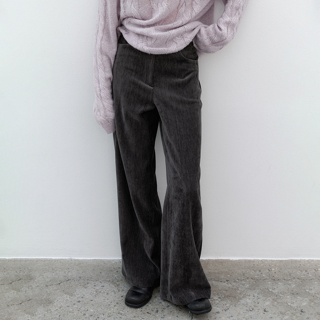 （PT-5715）HIGH WAIST VELVET SEMI WIDE PANTS