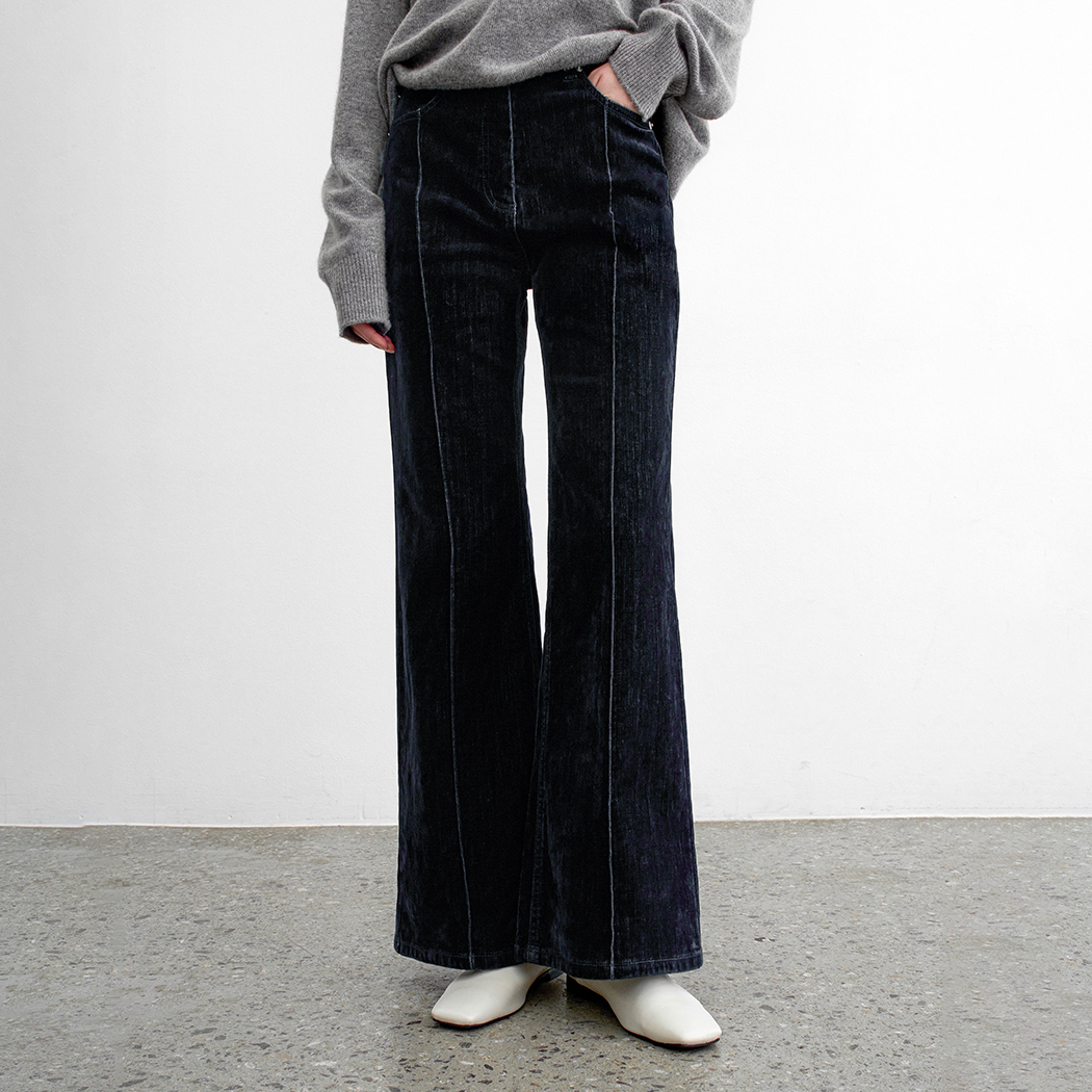 （PT-5716）BOOTCUT VELVET DENIM PANTS