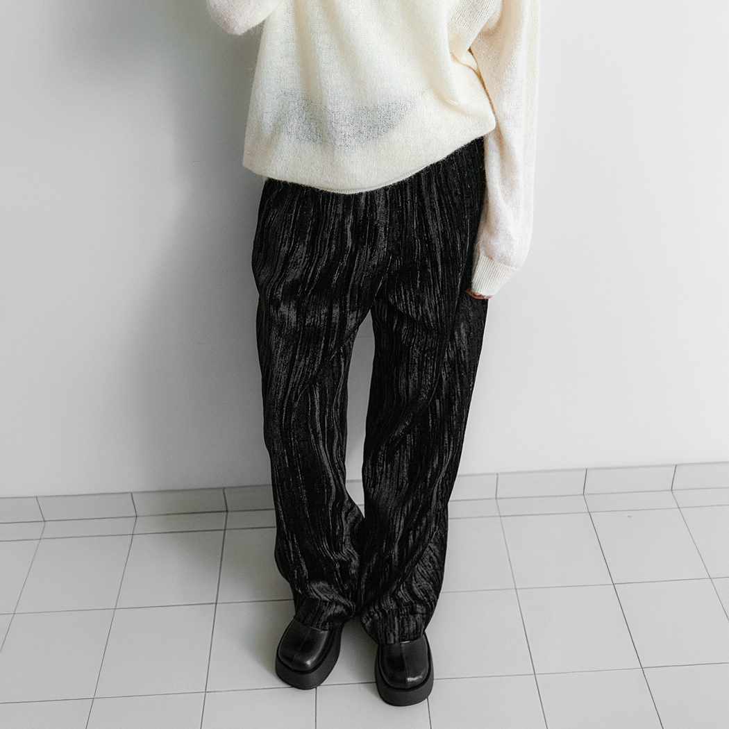 (PT-5727)VELVET CREASE BANDING PANTS