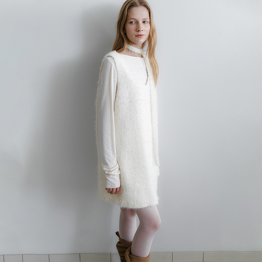 （OP-6309）TIE HAIRY MINI SLEEVELESS DRESS S