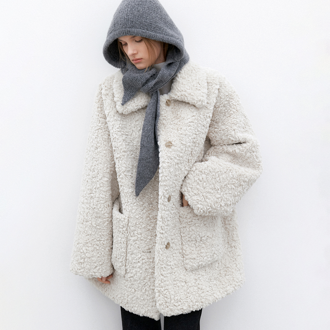 （CT-1469）FLUFFY HALF FUR COAT