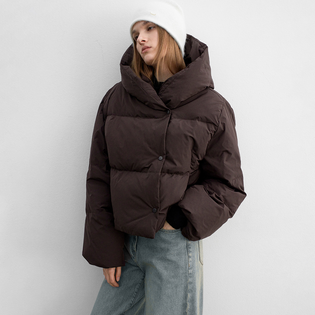 （JP-585）HOODED DUCK DOWN CROP PUFFER