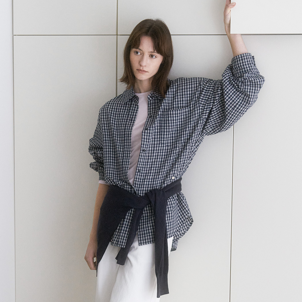（BL-4387）EMBO GINGHAM CHECK OVERSIZED SHIRT