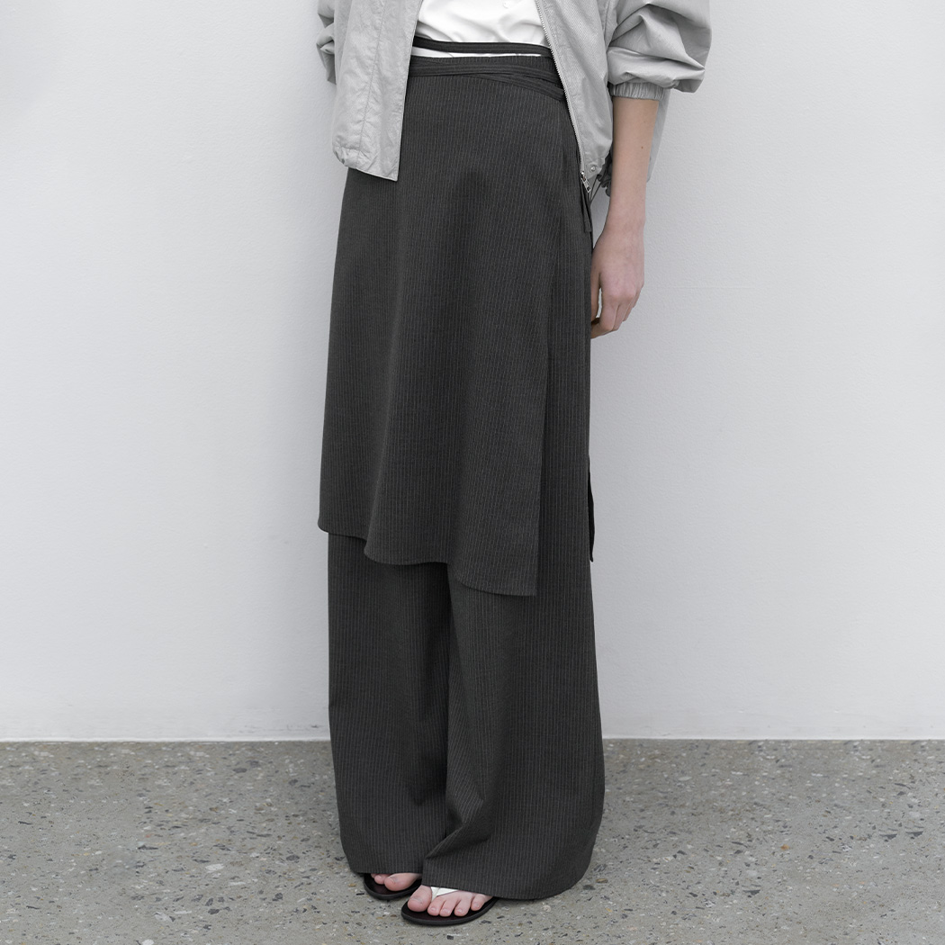（PT-5743）PIN STRIPE WRAP SKIRT PANTS