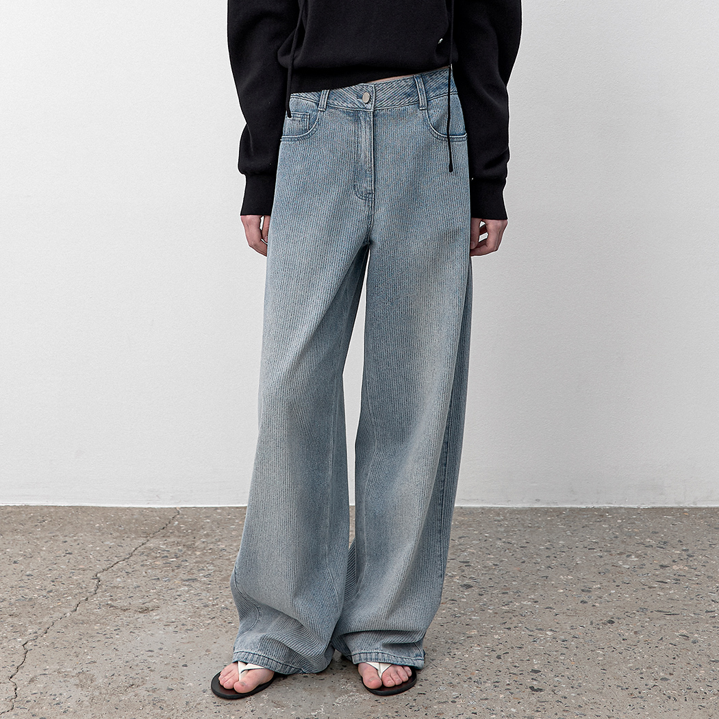 （PT-5742）TEXTURED OVERFIT DENIM PANTS