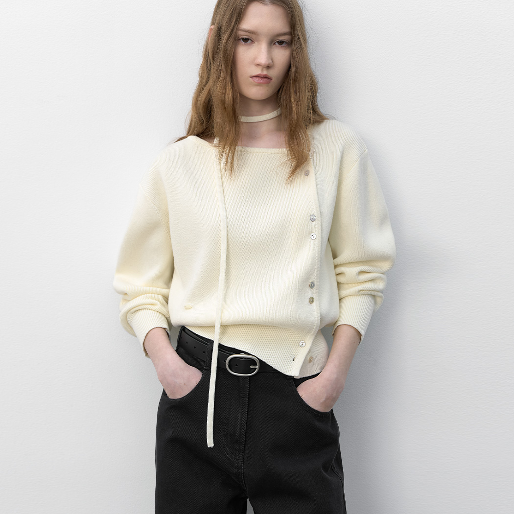 （CD-2248）UNBALANCEBUTTON STRING VOLUME CARDIGAN S