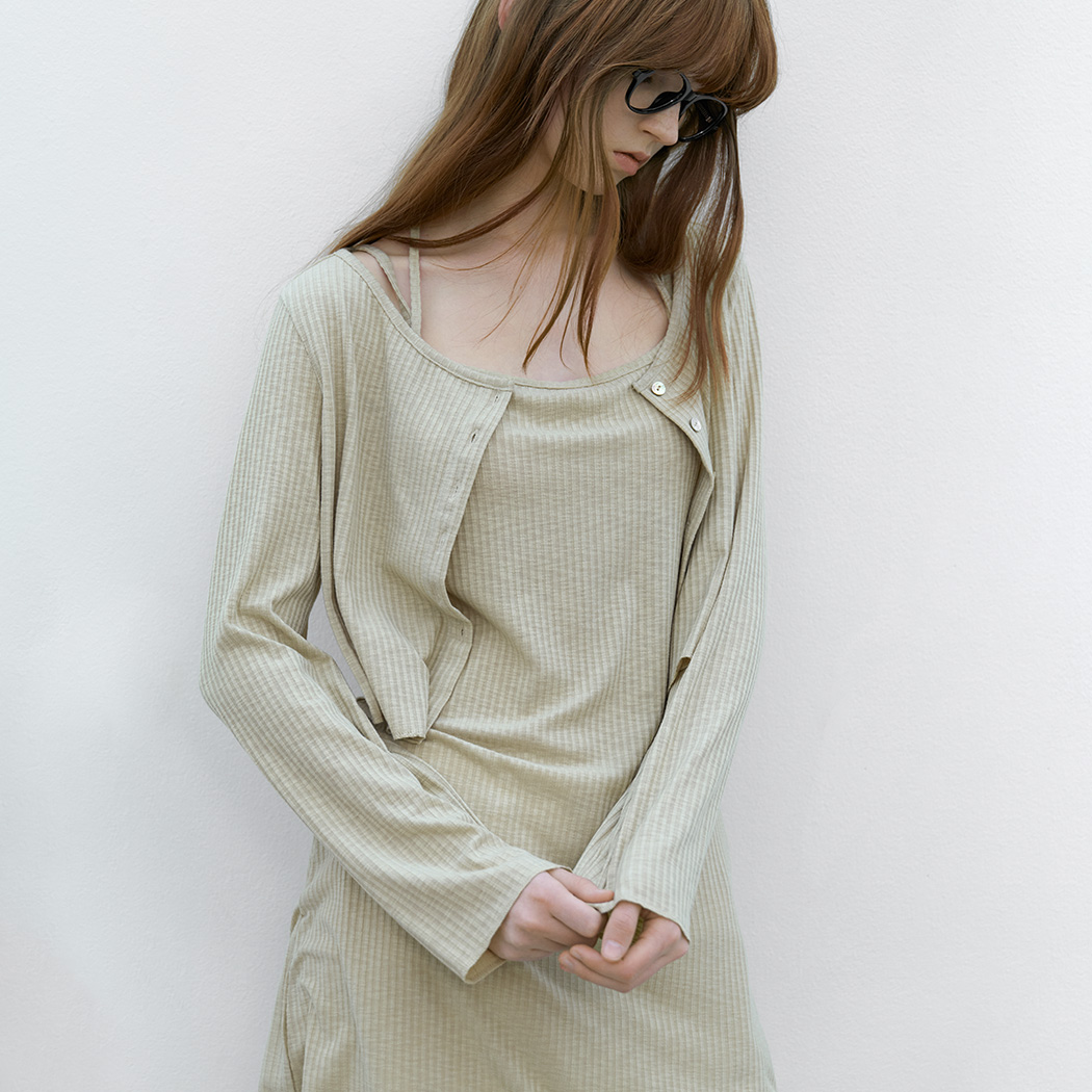 （OP-6317）CARDIGAN SET-UP RIBBEN DRESS S