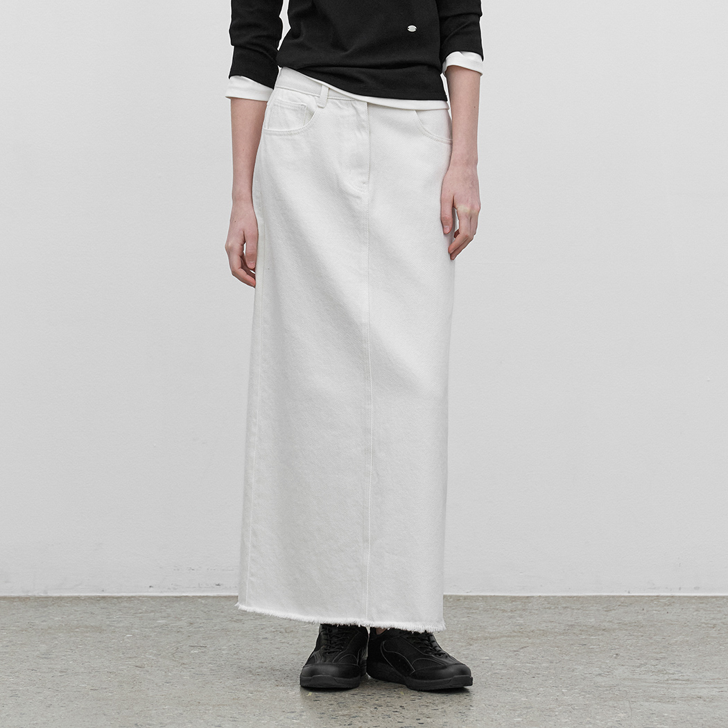 （SK-5073）SEMI A-LINE MAXI DENIM SKIRT