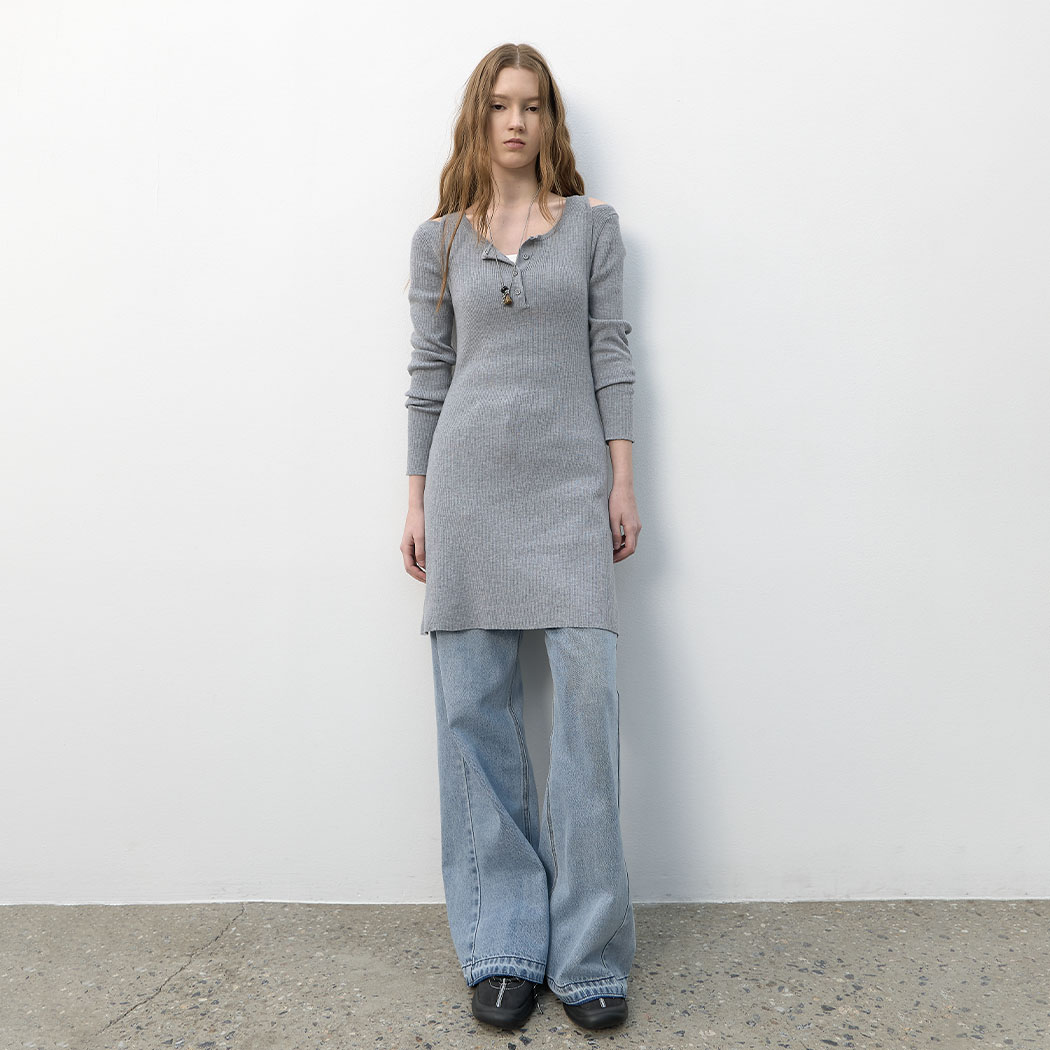 （OP-6313）SHOULDER CUTOUT KNIT DRESS