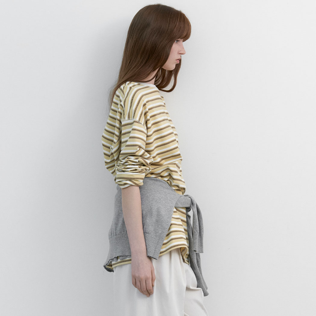 （T-7173）MULTI STRIPE BOXI TEE