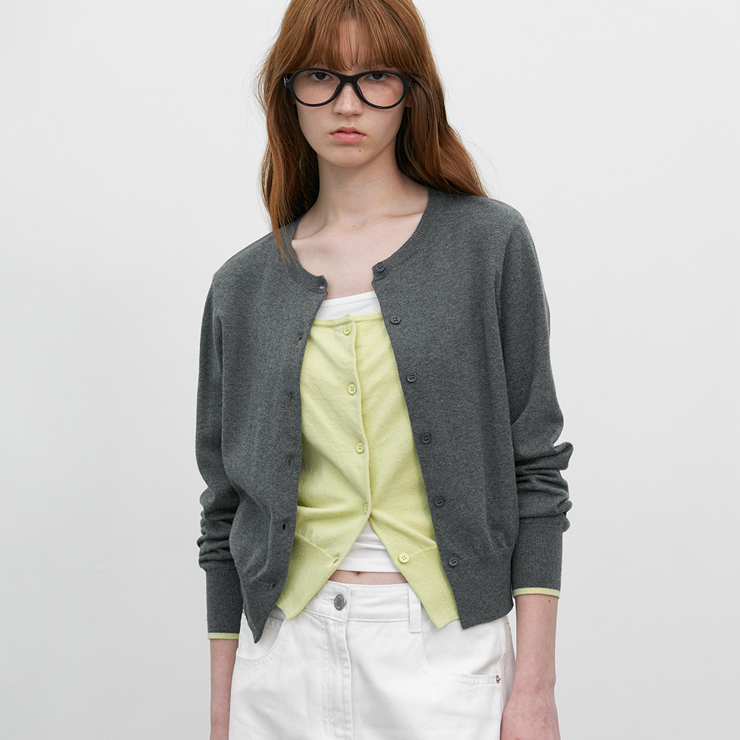 （CD-2254）TWO-IN-ONE COLOR POINT CARDIGAN